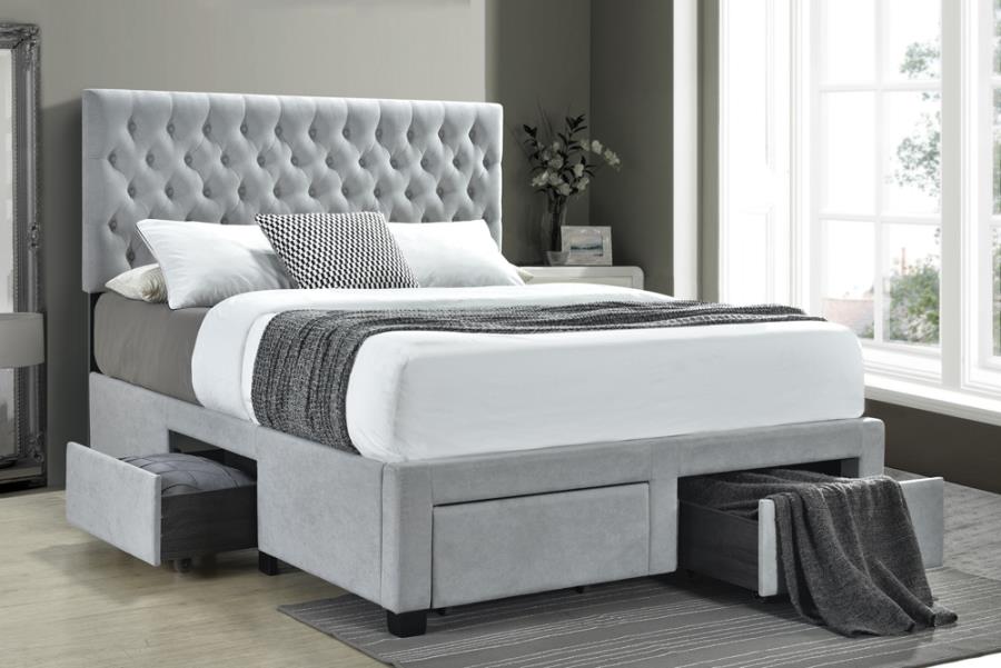 Soledad Grey Eastern King Storage Bed - MyWaynesHome #