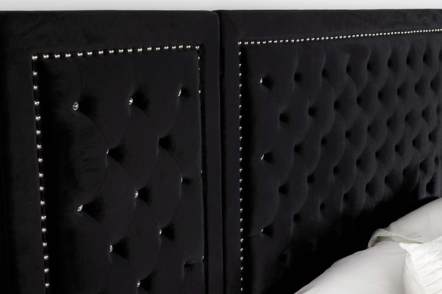 Hailey Black California King Bed W/ Wing Panel - MyWaynesHome #