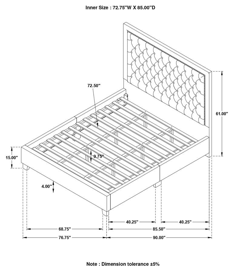 Hailey Black California King Bed W/ Wing Panel - MyWaynesHome #