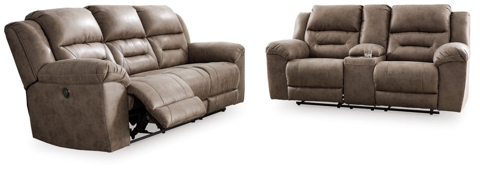 Stoneland Power Reclining Sofa and Loveseat - MyWaynesHome #