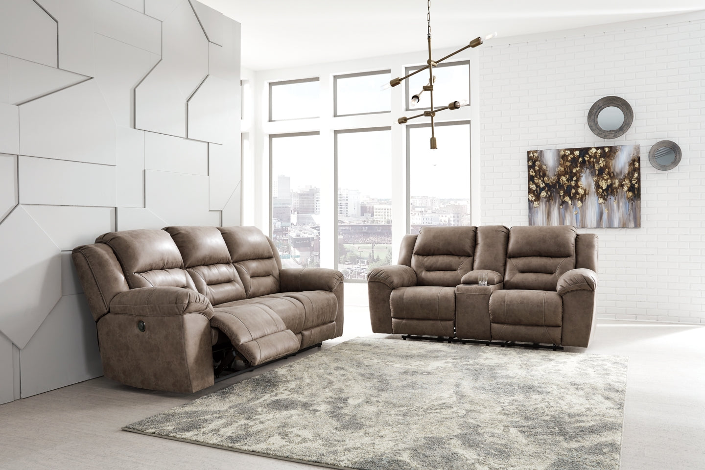 Stoneland Power Reclining Sofa and Loveseat - MyWaynesHome #