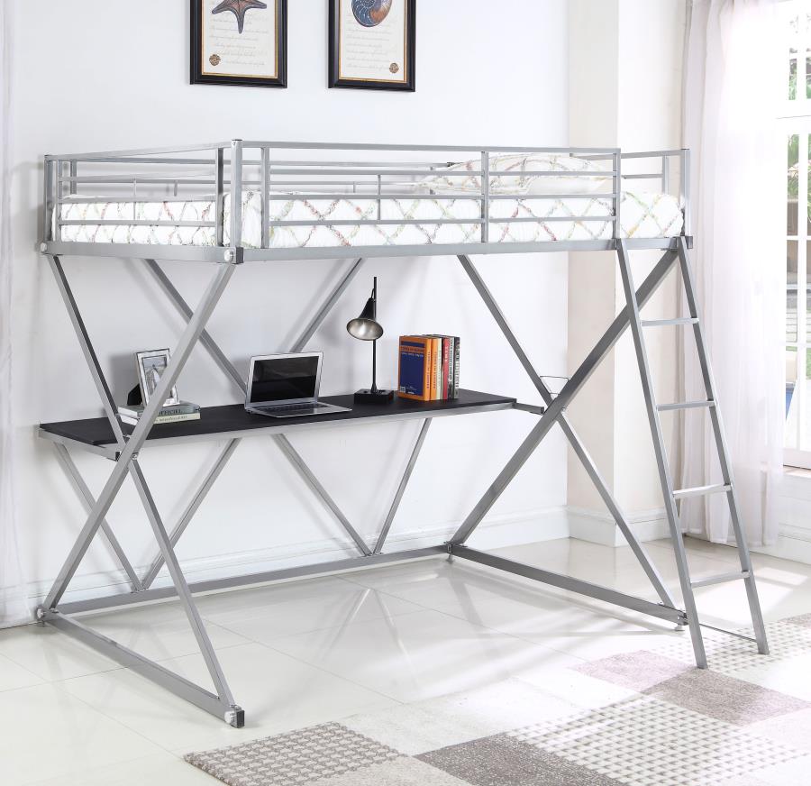 Hyde Silver Full Workstation Loft Bed - MyWaynesHome #