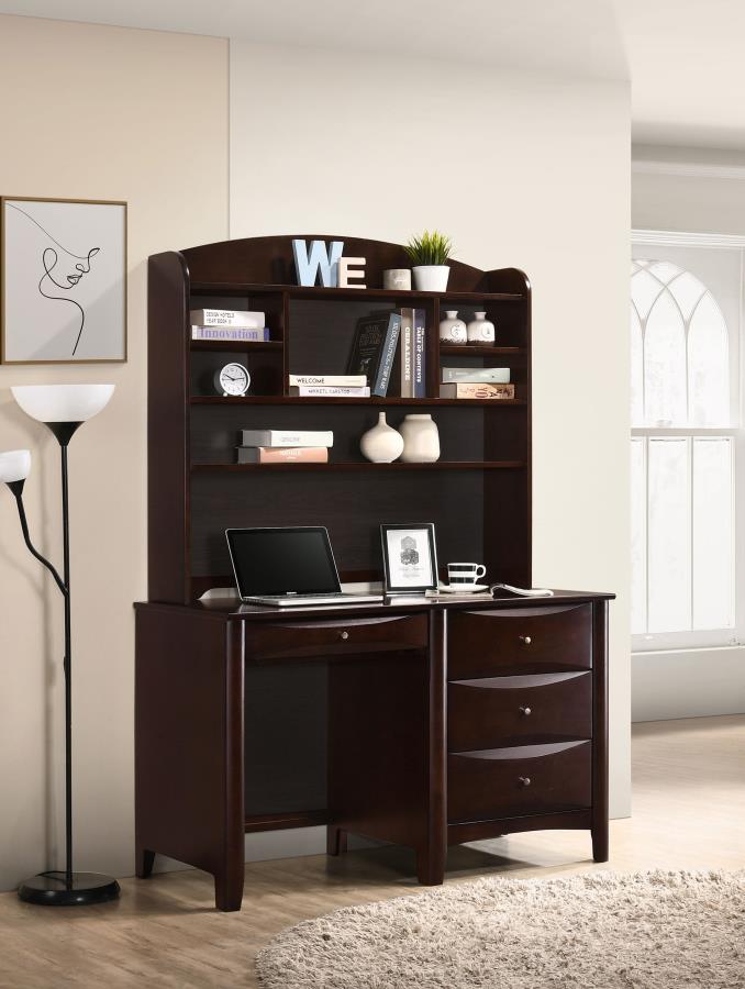 Phoenix Brown Computer Desk W/ Hutch - MyWaynesHome #