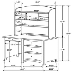 Phoenix Brown Computer Desk W/ Hutch - MyWaynesHome #