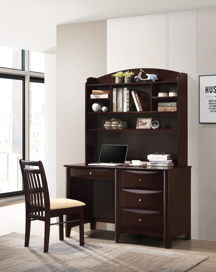 Phoenix Brown Computer Desk W/ Hutch - MyWaynesHome #