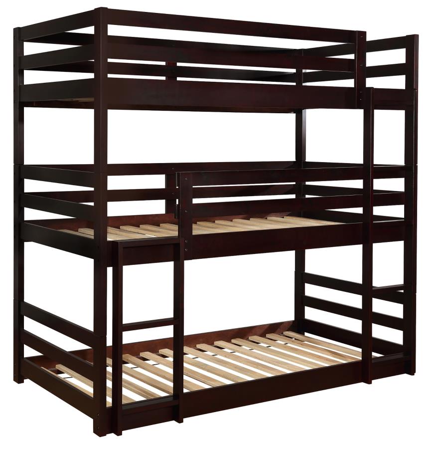 Sandler Brown Twin / Twin / Twin Triple Bunk Bed - MyWaynesHome #