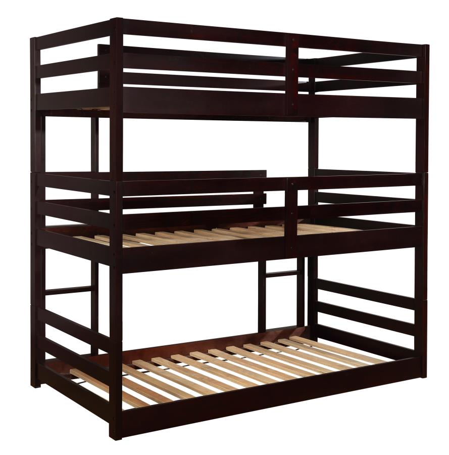 Sandler Brown Twin / Twin / Twin Triple Bunk Bed - MyWaynesHome #