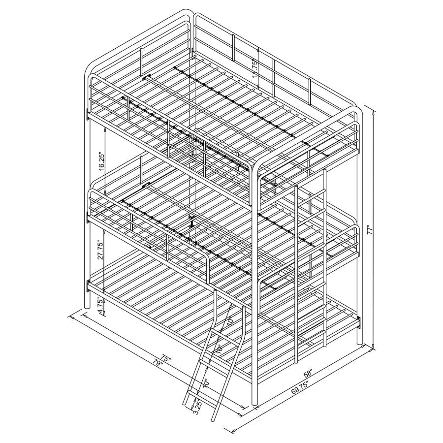 Garner Grey Full / Full / Full Triple Bunk Bed - MyWaynesHome #