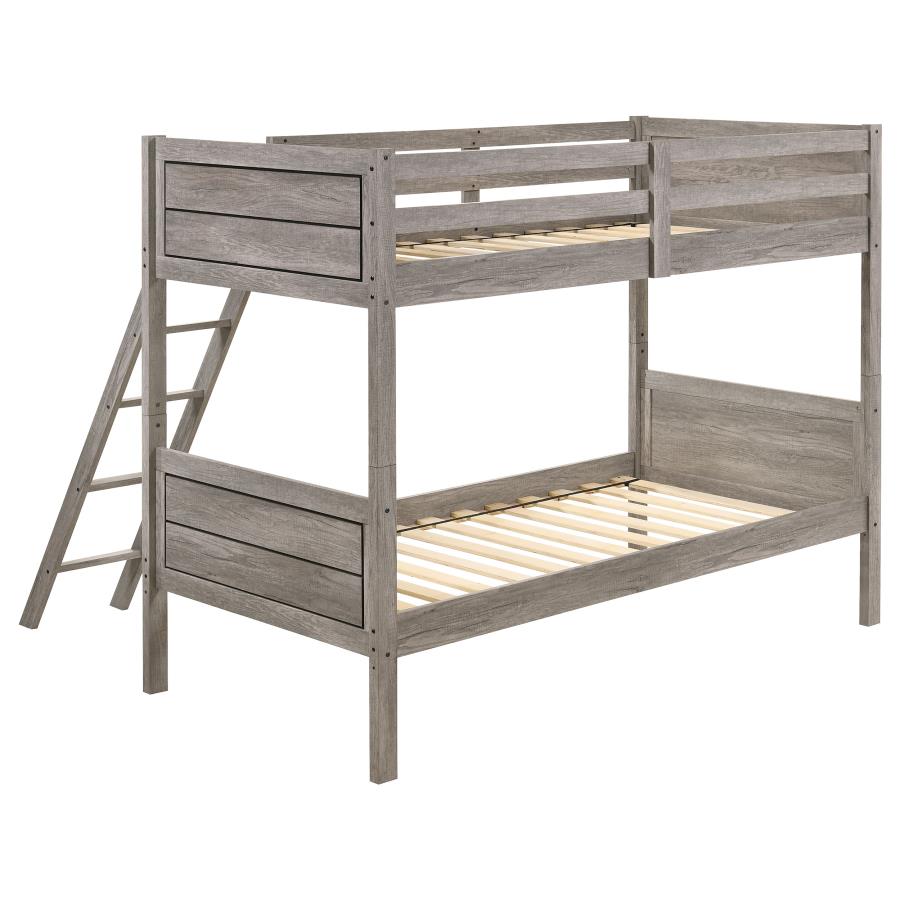 Ryder Grey Twin / Twin Bunk Bed - MyWaynesHome #