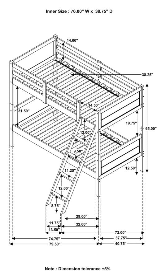 Ryder Grey Twin / Twin Bunk Bed - MyWaynesHome #