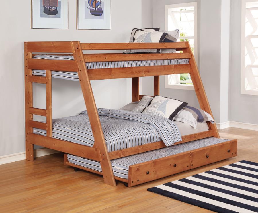 Wrangle Hill Brown Trundle W/ Bunkie Mattress - MyWaynesHome #
