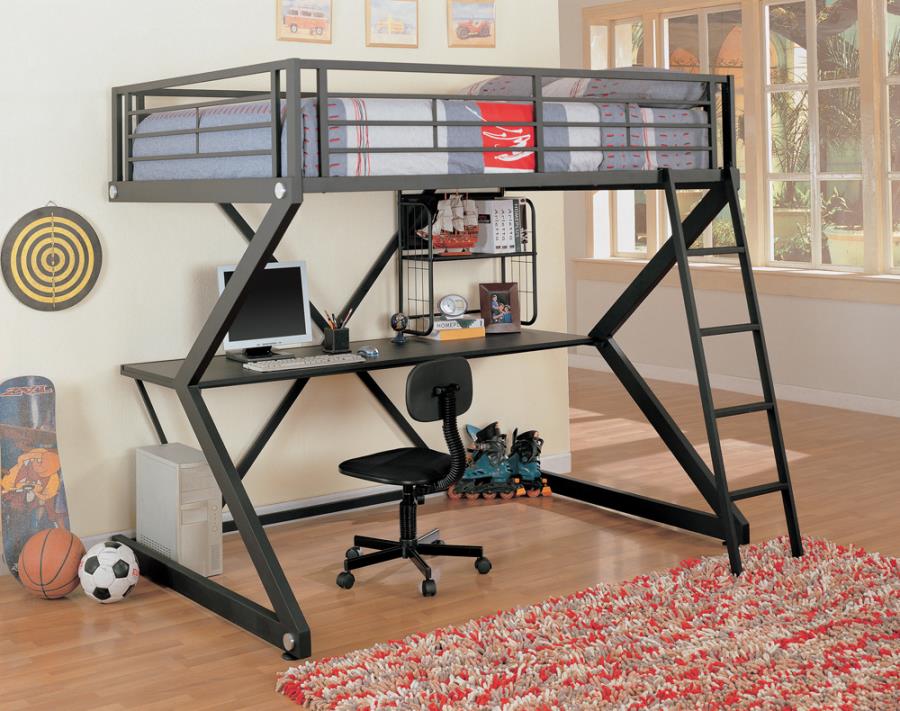 Parkview Black Full Workstation Loft Bed - MyWaynesHome #
