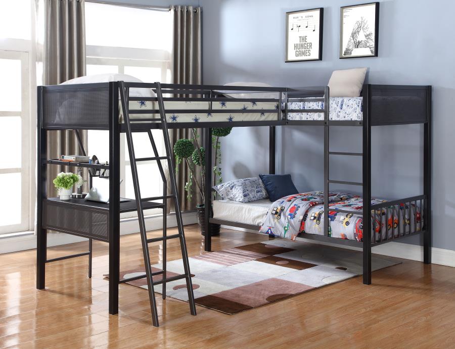 Meyers Black Twin / Twin / Twin Triple Bunk Bed - MyWaynesHome #