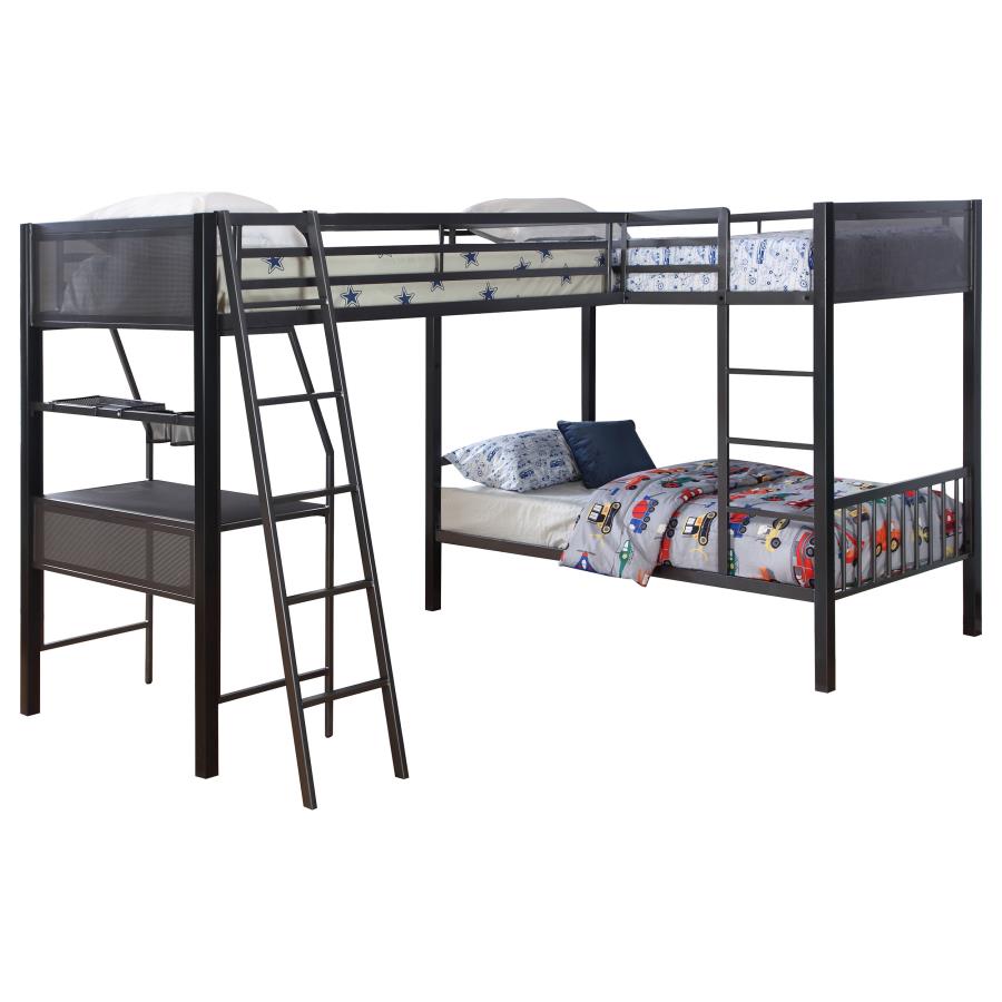 Meyers Black Twin / Twin / Twin Triple Bunk Bed - MyWaynesHome #