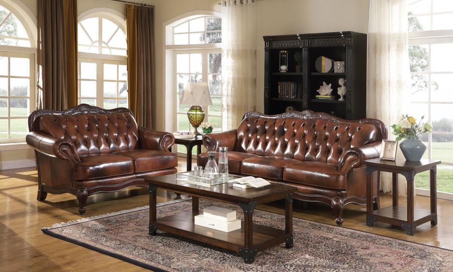 Victoria Brown 2 Pc Sofa Set - MyWaynesHome #