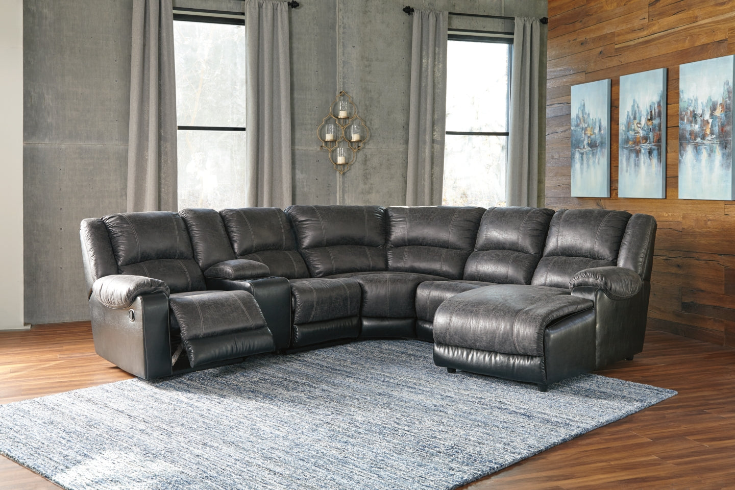 Nantahala 6-Piece Reclining Sectional with Chaise - MyWaynesHome #