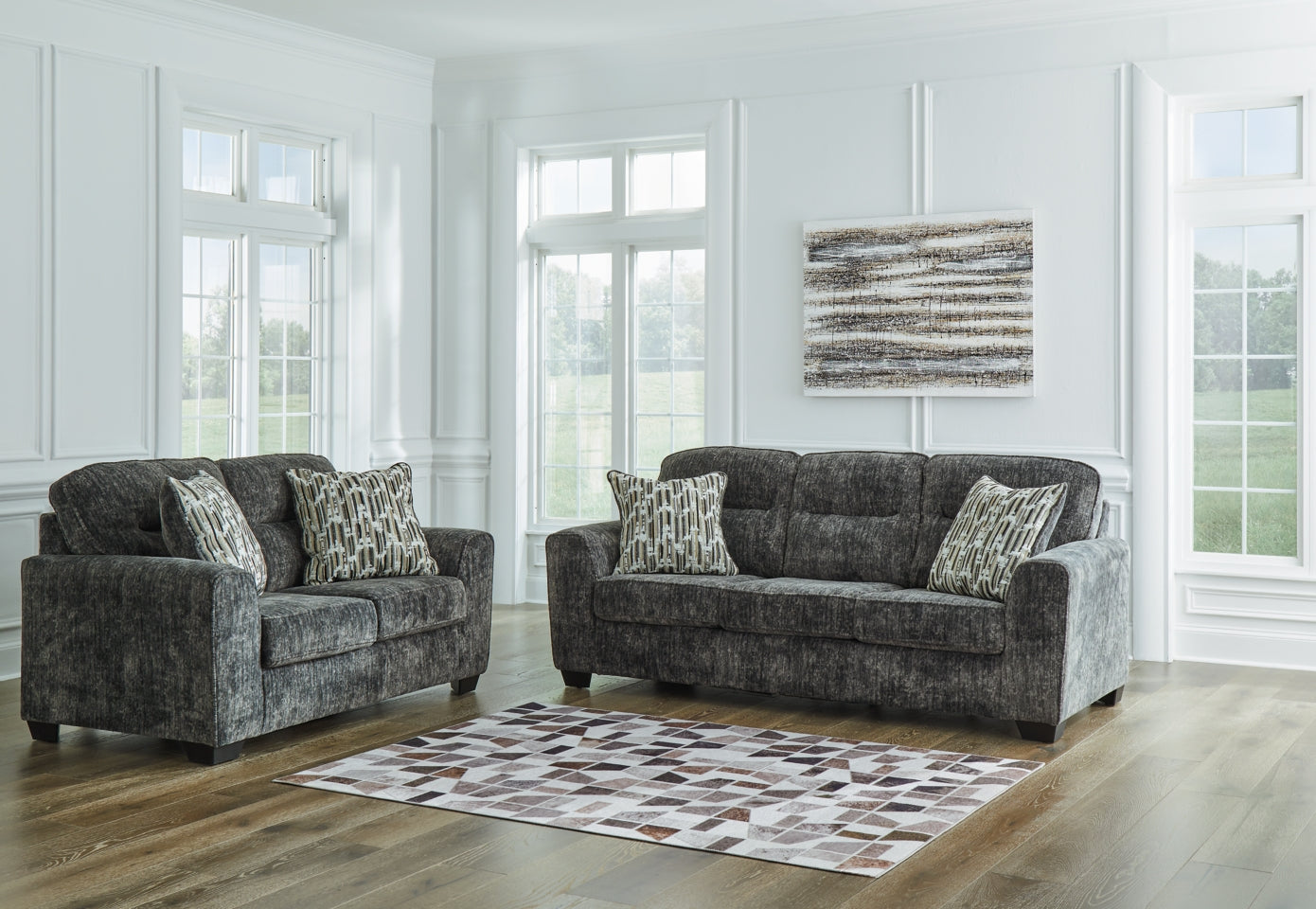 Lonoke Sofa and Loveseat-Gunmetal - MyWaynesHome #