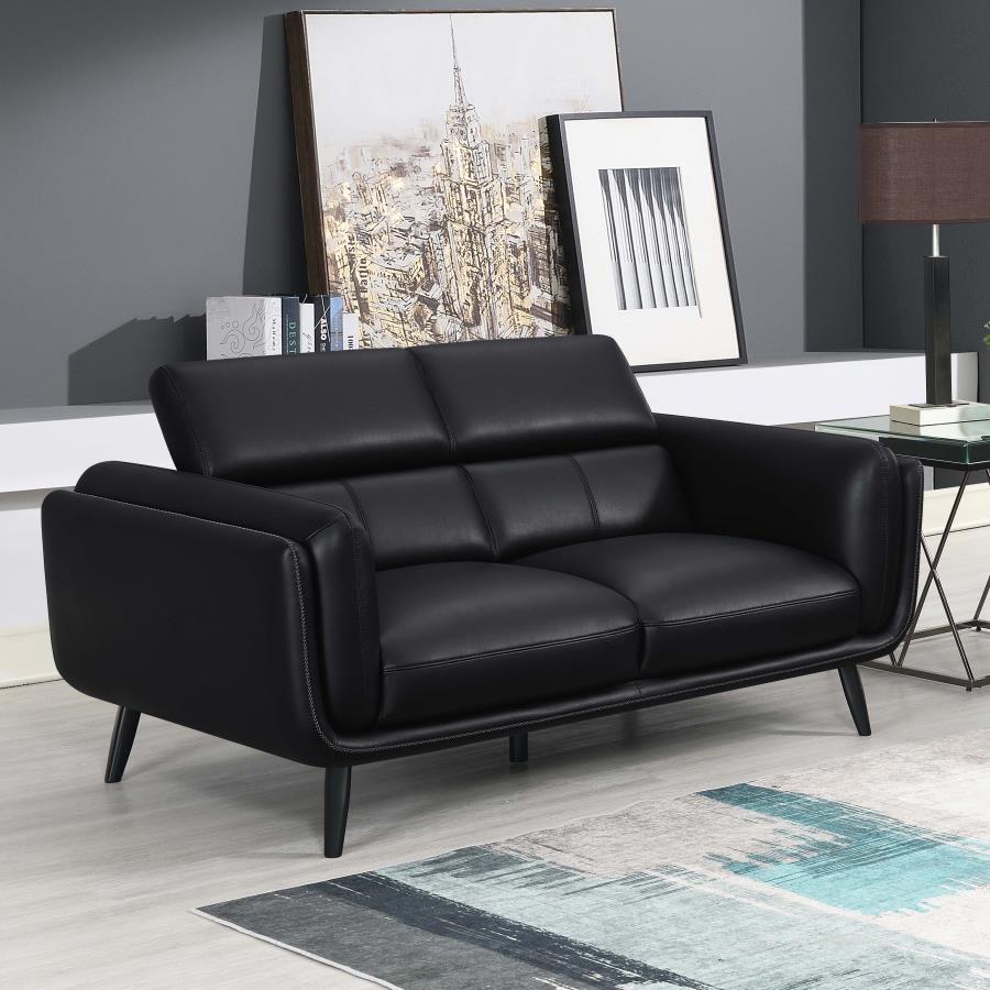 Shania Black Loveseat - MyWaynesHome #