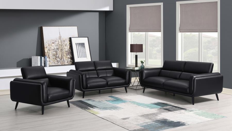 Shania Black Loveseat - MyWaynesHome #
