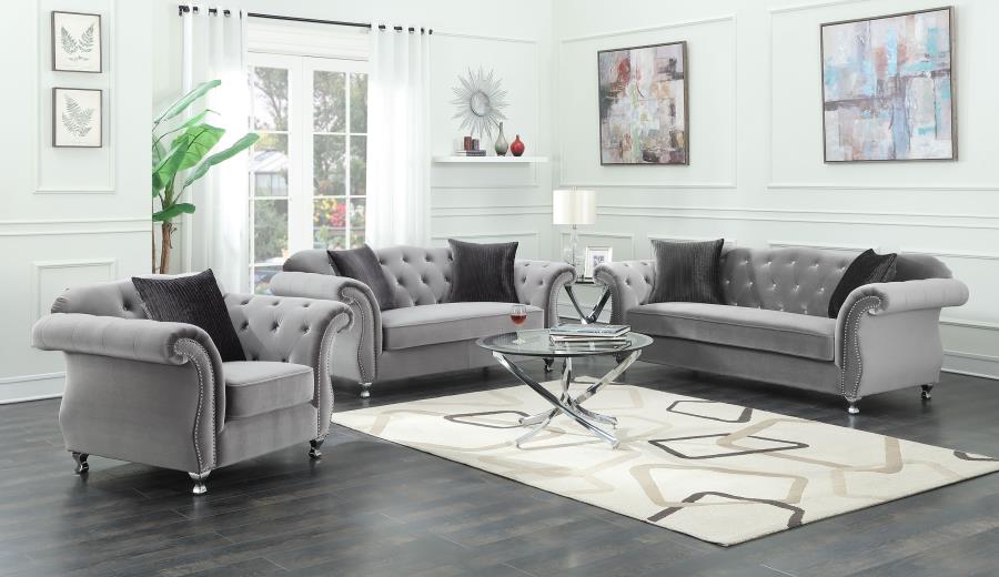 Frostine Silver 3 Pc Sofa Set - MyWaynesHome #