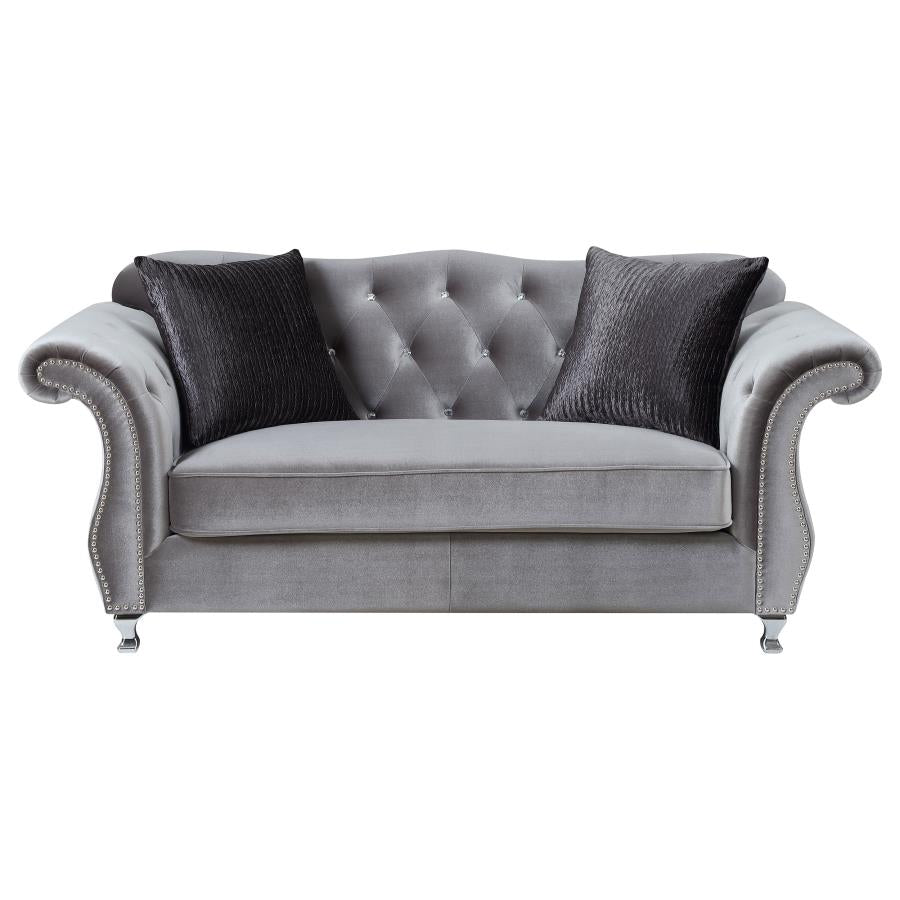 Frostine Silver Loveseat - MyWaynesHome #