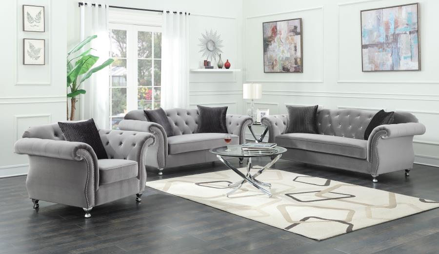 Frostine Silver Loveseat - MyWaynesHome #
