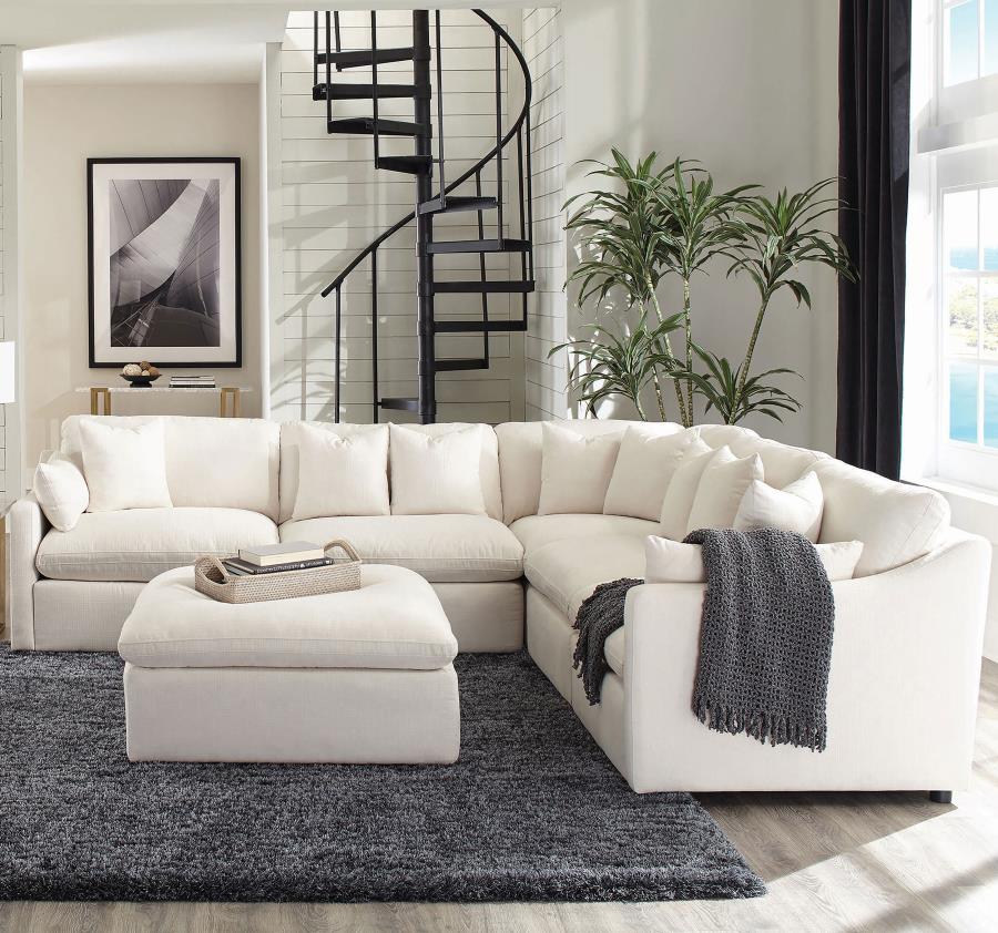 Hobson Ivory 6 Pc Sectional - MyWaynesHome #