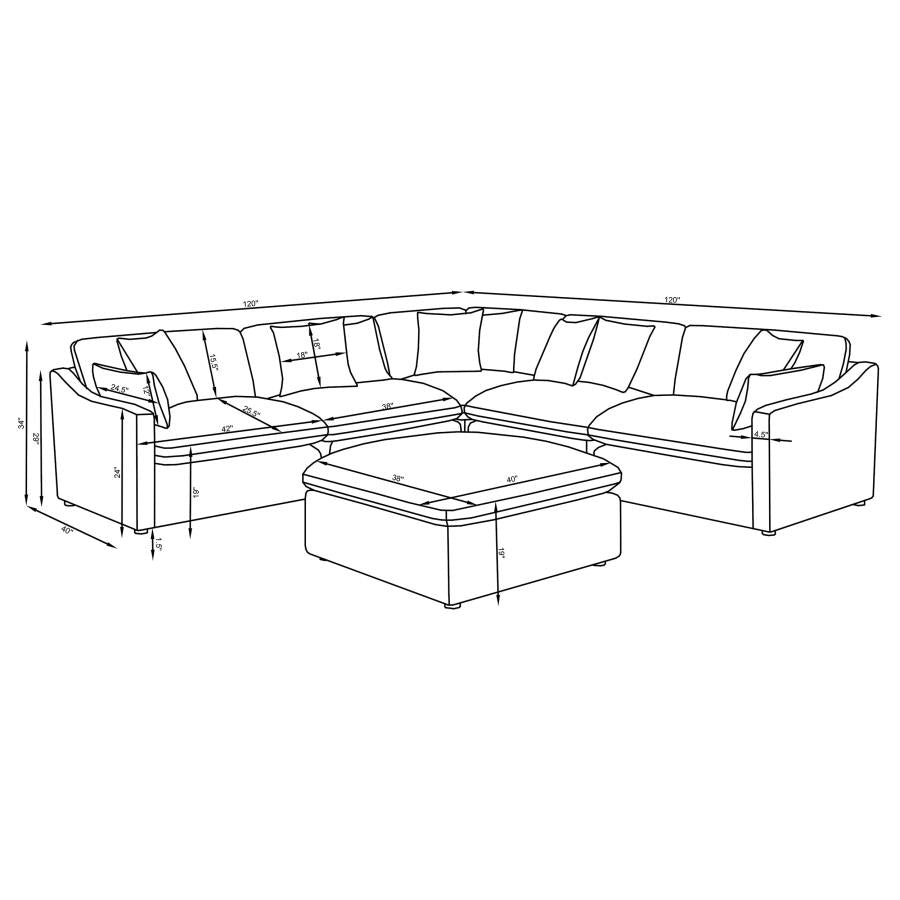Hobson Ivory 6 Pc Sectional - MyWaynesHome #