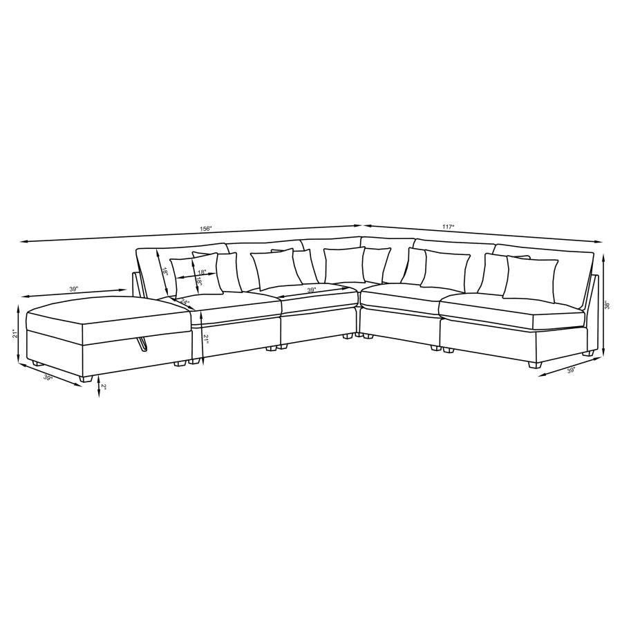Cambria Grey 6 Pc Sectional - MyWaynesHome #