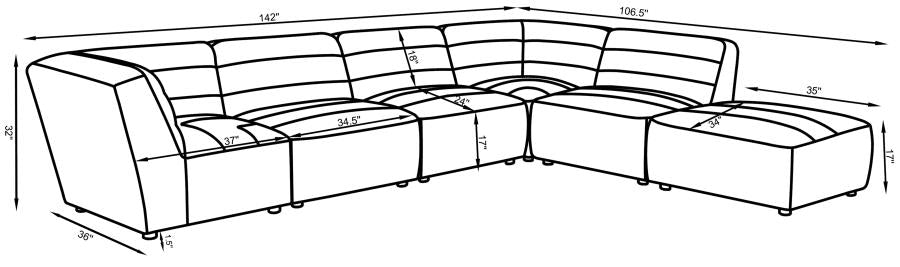Sunny White 6 Pc Sectional - MyWaynesHome #