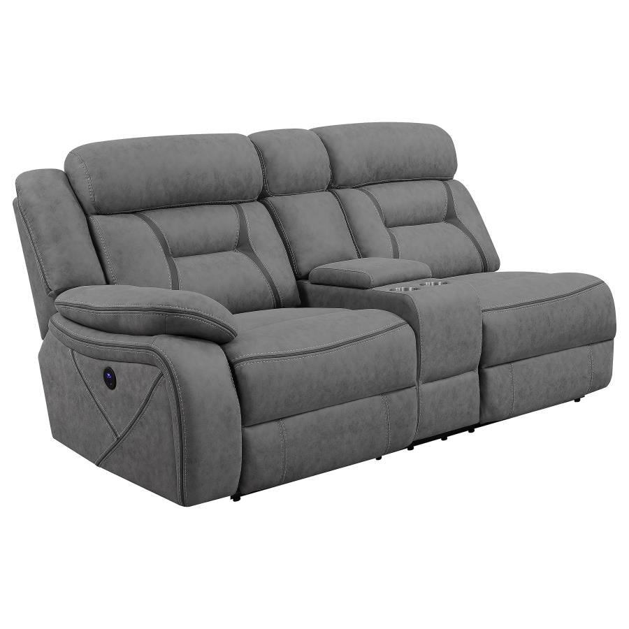 Higgins Grey Laf Power Loveseat - MyWaynesHome #