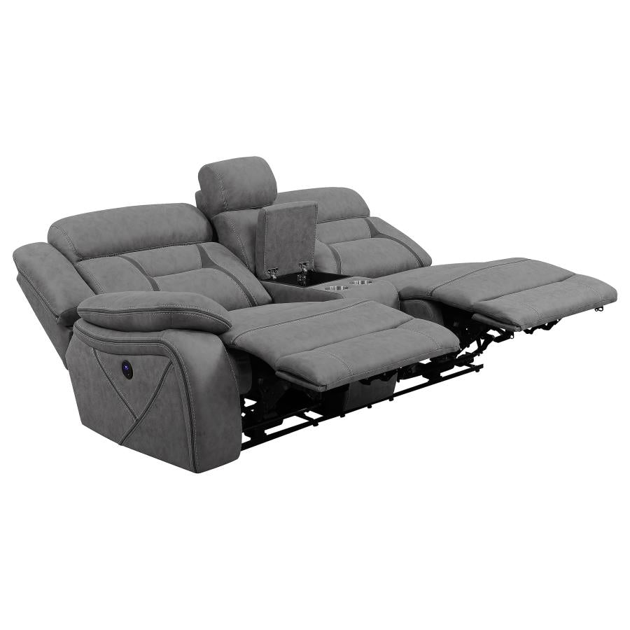 Higgins Grey Laf Power Loveseat - MyWaynesHome #