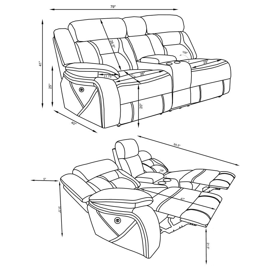 Higgins Grey Laf Power Loveseat - MyWaynesHome #