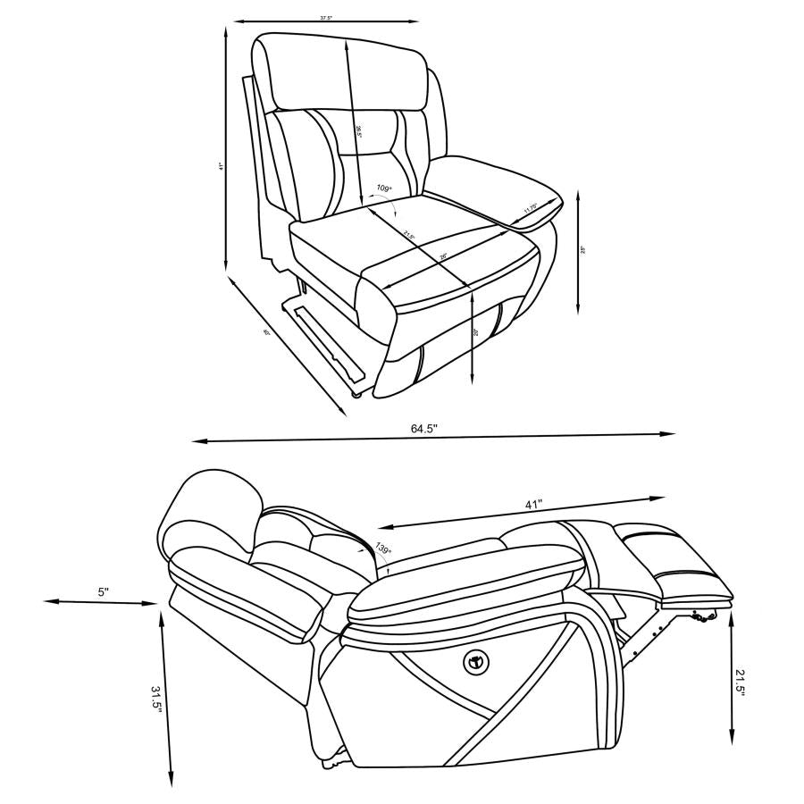 Higgins Grey Raf Power Recliner - MyWaynesHome #