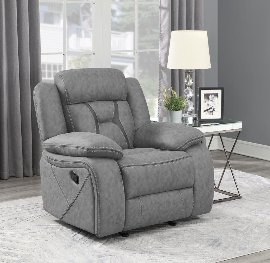 Higgins Grey Glider Recliner - MyWaynesHome #