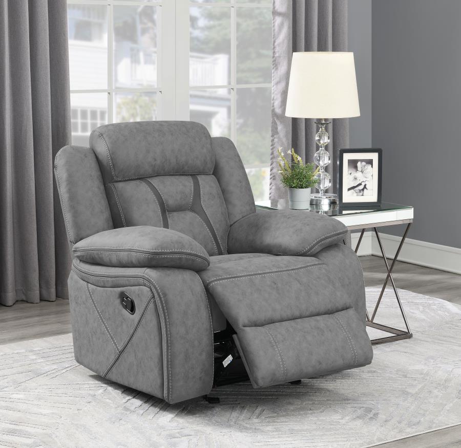 Higgins Grey Glider Recliner - MyWaynesHome #