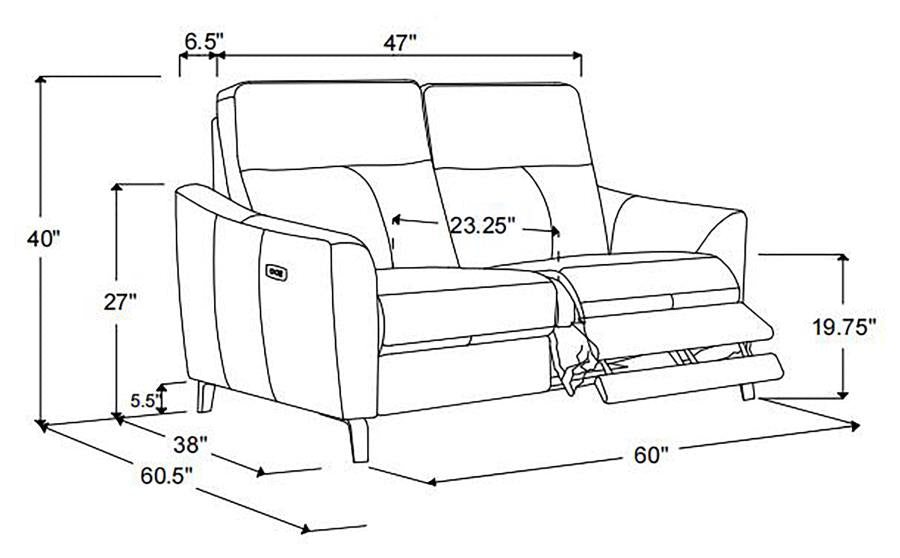 Derek Blue Power Loveseat - MyWaynesHome #