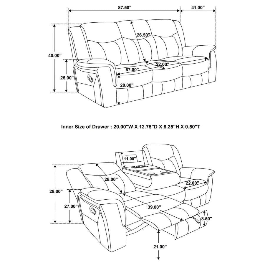 Conrad Grey Motion Sofa W/ Pop Up Outlet - MyWaynesHome #