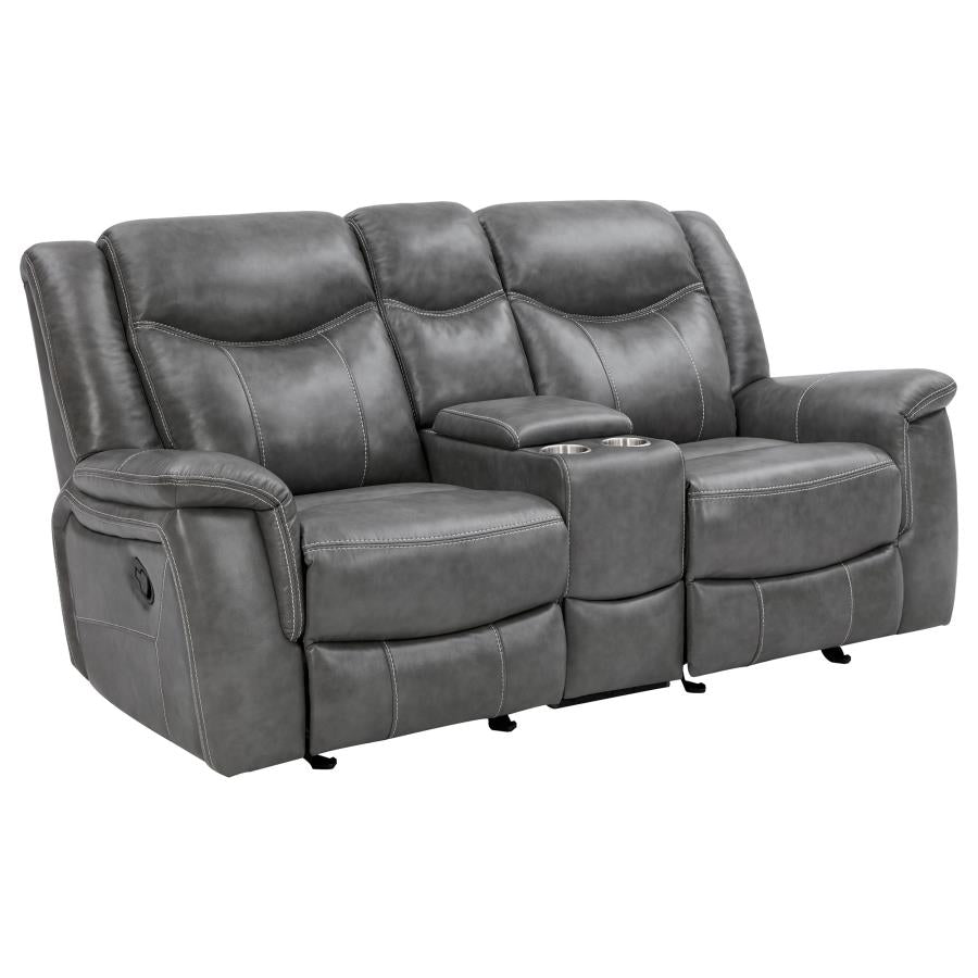 Conrad Grey Glider Loveseat W/ Power Outlet - MyWaynesHome #