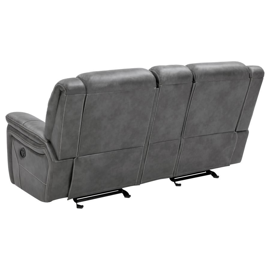 Conrad Grey Glider Loveseat W/ Power Outlet - MyWaynesHome #