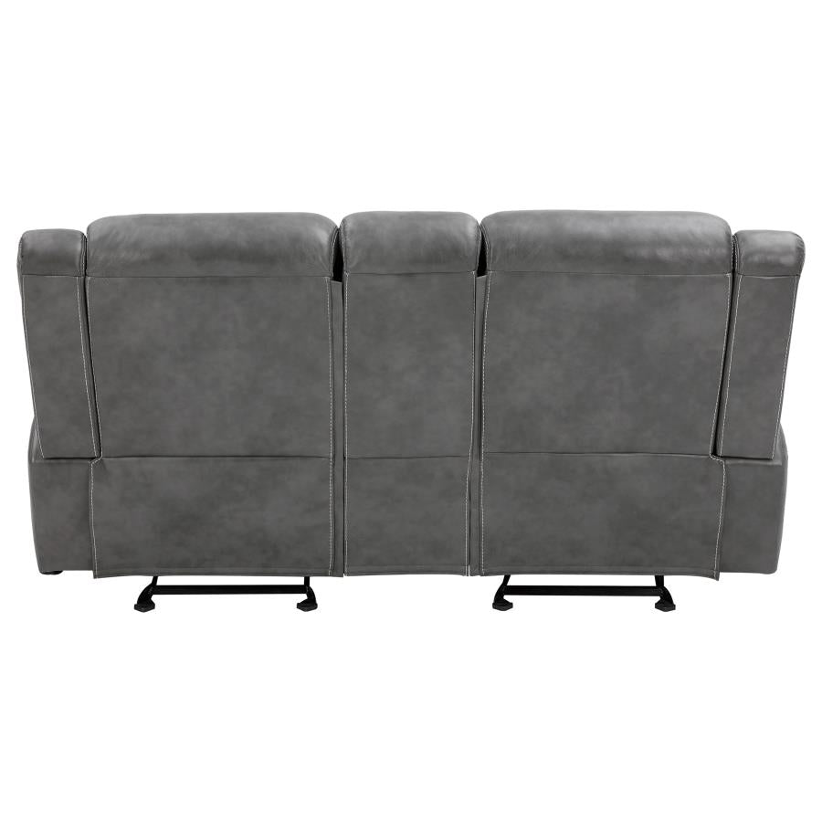 Conrad Grey Glider Loveseat W/ Power Outlet - MyWaynesHome #