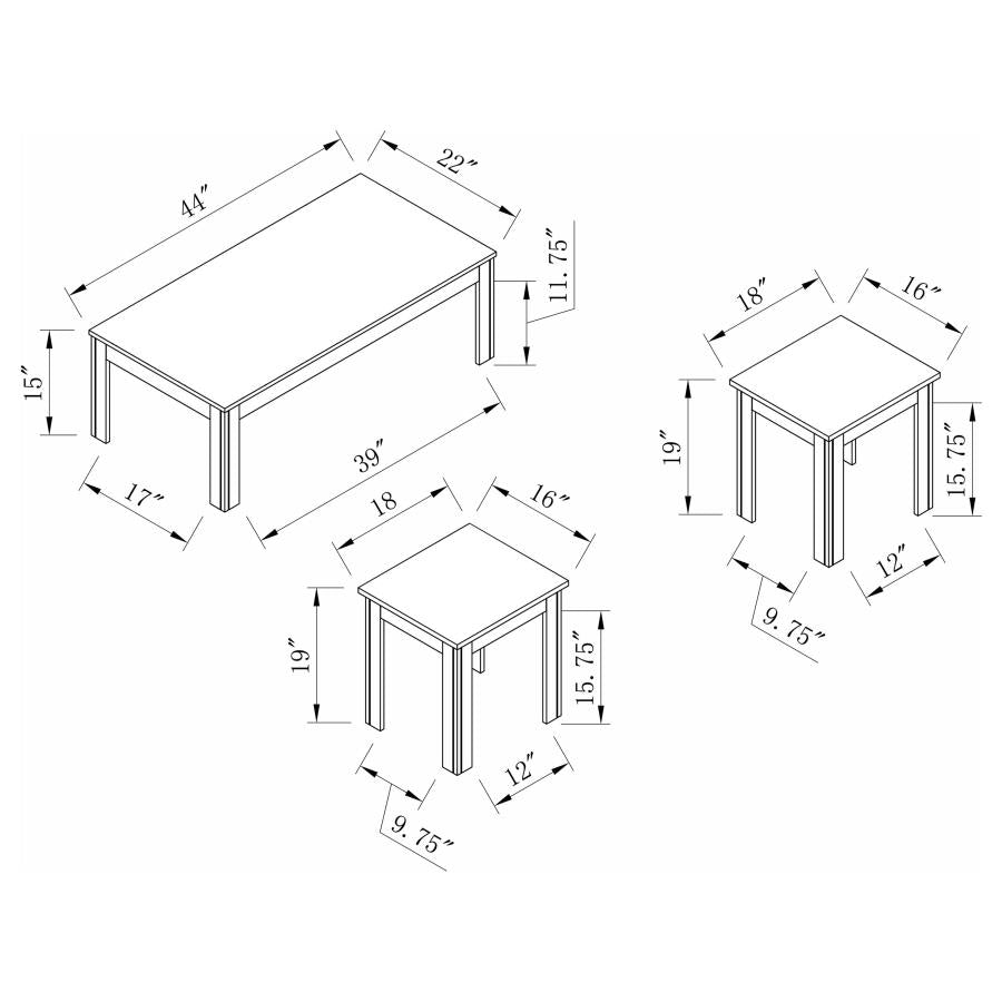 Elias Black 3 Pc Coffee Table Set - MyWaynesHome #