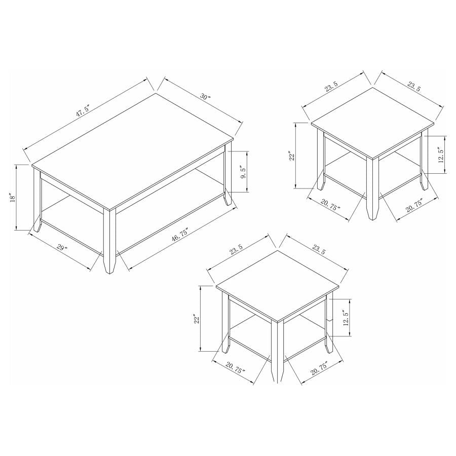 Brooks Brown 3 Pc Coffee Table Set - MyWaynesHome #