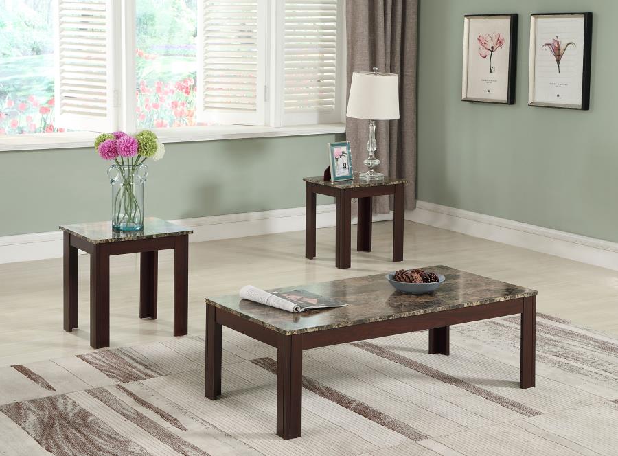 Rhodes Brown 3 Pc Coffee Table Set - MyWaynesHome #