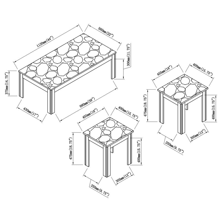 Rhodes Brown 3 Pc Coffee Table Set - MyWaynesHome #
