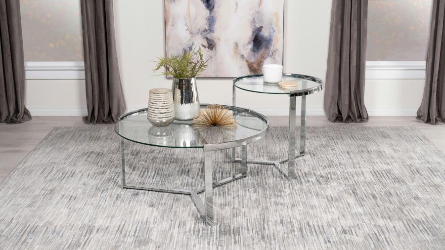Delia Silver 2 Pc Nesting Coffee Table - MyWaynesHome #