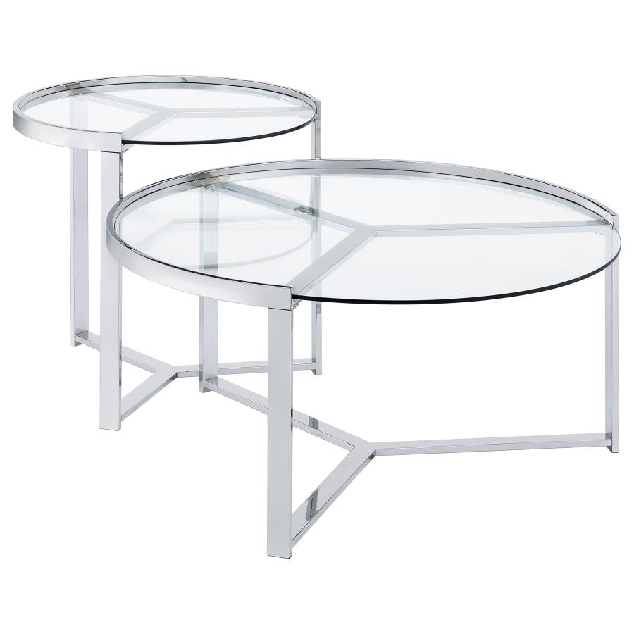 Delia Silver 2 Pc Nesting Coffee Table - MyWaynesHome #