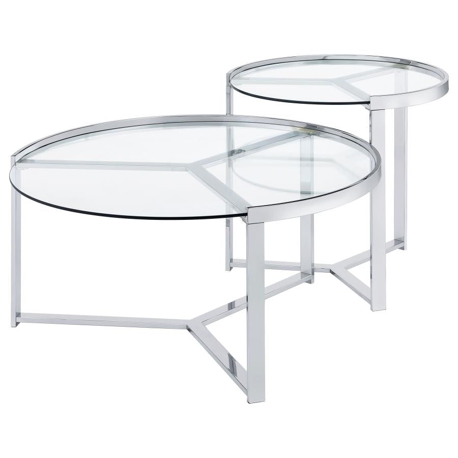 Delia Silver 2 Pc Nesting Coffee Table - MyWaynesHome #