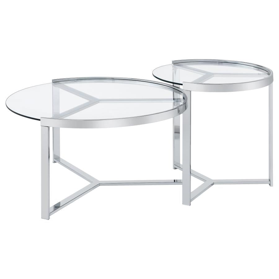 Delia Silver 2 Pc Nesting Coffee Table - MyWaynesHome #