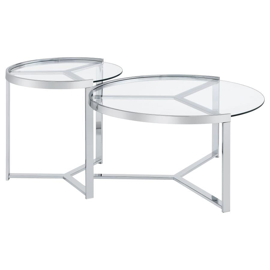 Delia Silver 2 Pc Nesting Coffee Table - MyWaynesHome #